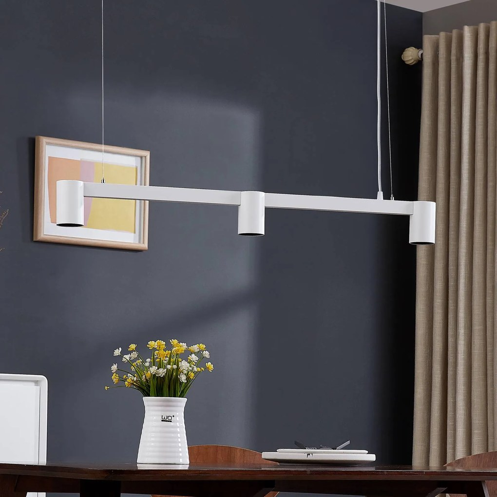 Arcchio Lampada a sospensione Brinja, bianco, 90 cm di lunghezza, a 3 luci, GU10