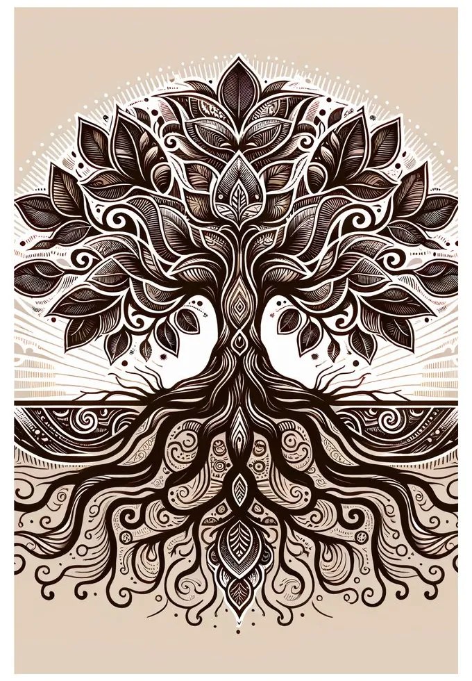 Quadro su tela – Albero della vita decorativo su beige