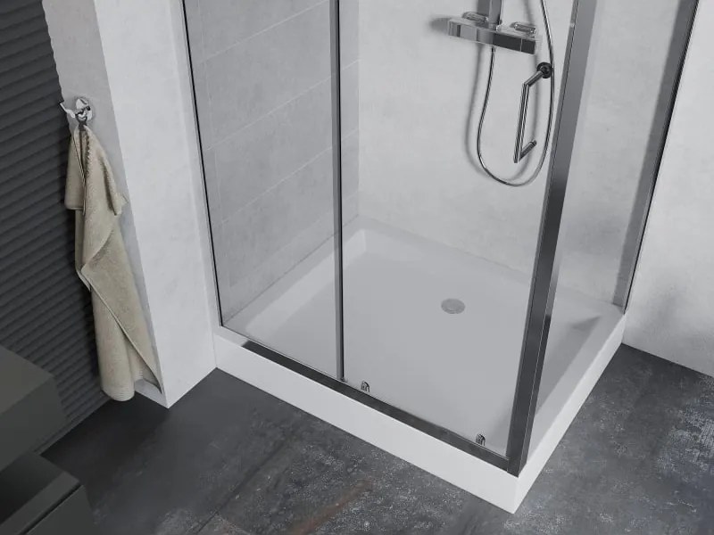 Mexen Apia cabina doccia scorrevole 100 x 80 cm, trasparente, cromo + piatto doccia Rio - 840-100-080-01-00-4510