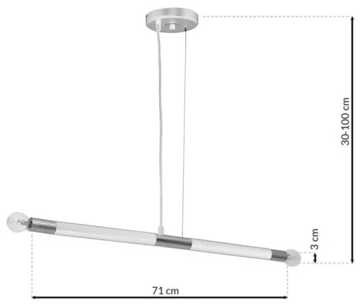 Lampadario a sospensione con filo BASTONE WHITE 2xE14/40W/230V bianco/cromo lucido