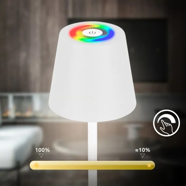 Briloner 1507016 - Lampada da terra LED dimmerabile KIKI 4,3W/5V IP44 2600 mAh bianca