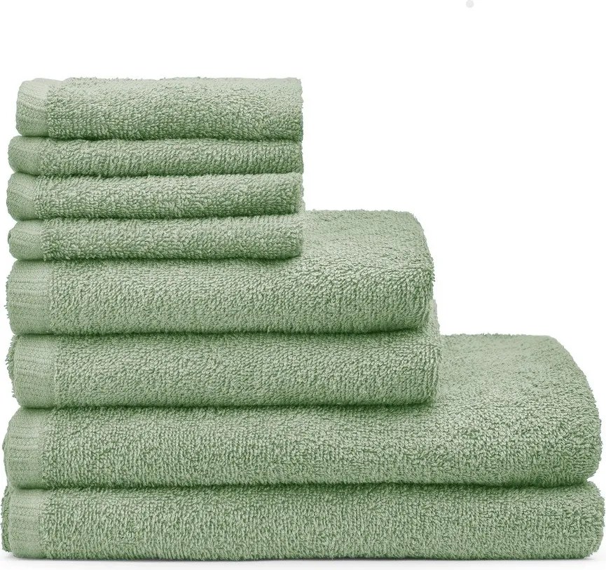 Set di asciugamani per viso e corpo con asciugatura rapida/tipo terry verdi in cotone 8 pz Quick Dry – Catherine Lansfield