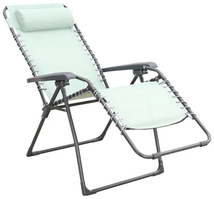 Sedia a sdraio da giardino con cuscino Relax Chair pieghevole con braccioli 1 posti in acciaio, seduta in textilene verde L 91 x H 116 x P 91 cm