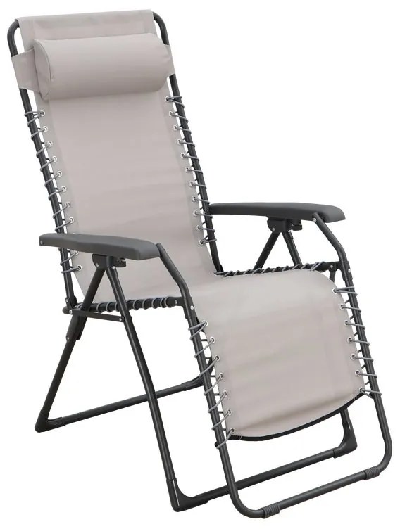 Sedia a sdraio da giardino con cuscino Relax Chair pieghevole con braccioli  posti in acciaio, seduta in textilene marrone L 91 x H 116 x P 91 cm