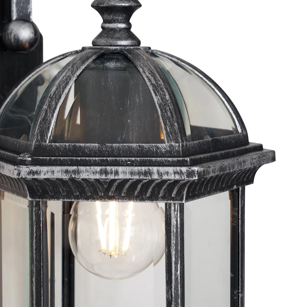 Lampada da parete da esterno classica argento antico IP44 - Glasgow