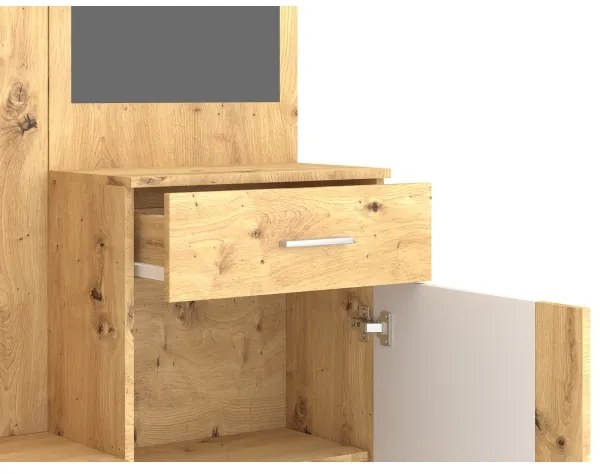 Mobile da ingresso con specchio NOLAN rovere artisan/bianco