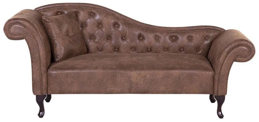 Chaise-longue in scamosciato sintetico marrone sinistra LATTES Beliani