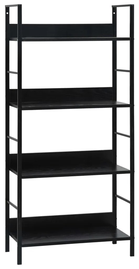 Scaffale Libri 4 Ripiani Nero 60x27,6x124,5cm Legno Multistrato /