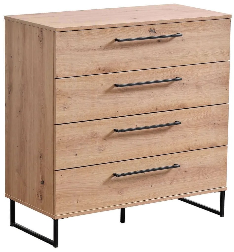 DODO - cassettiera moderna 4 cassetti colore rovere