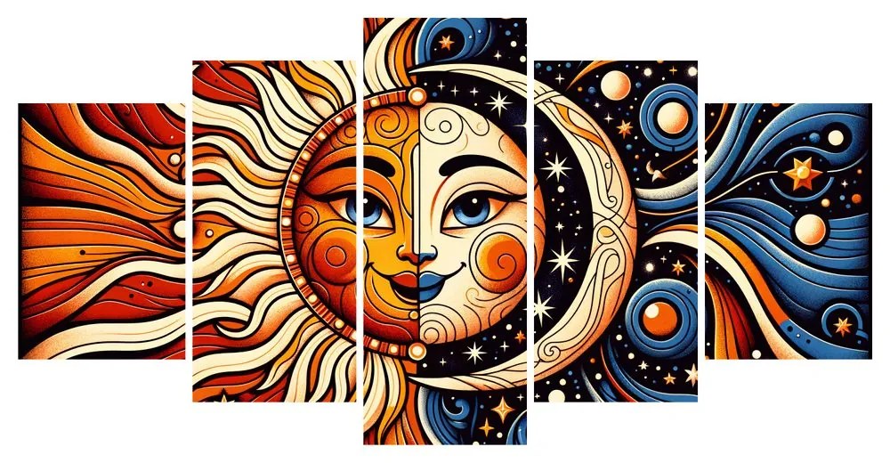 Quadri 5 pezzi – Sole e luna