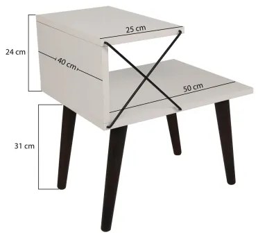 Comodino CROSS 55x50 cm bianco