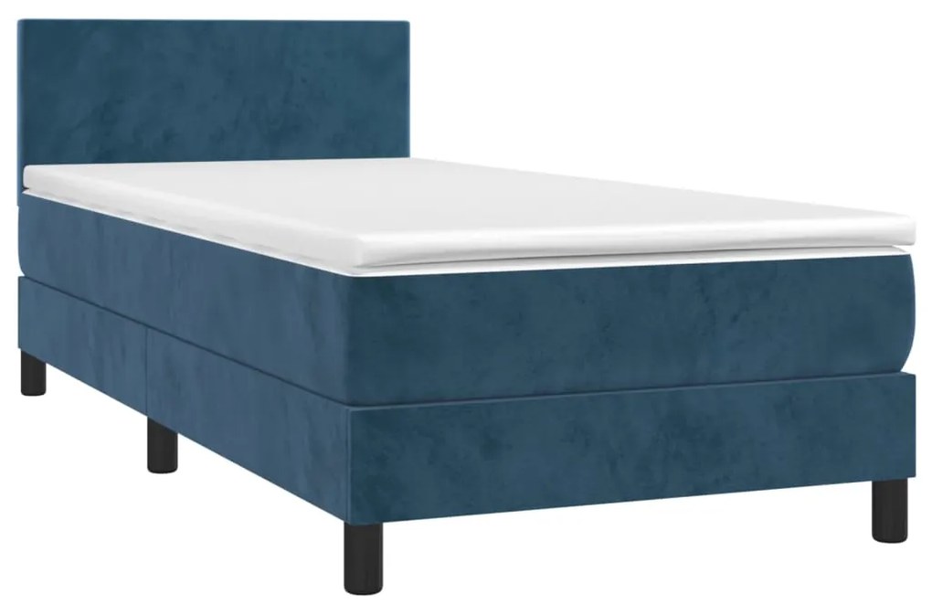 Giroletto a molle con materasso blu scuro 100x200 cm in velluto