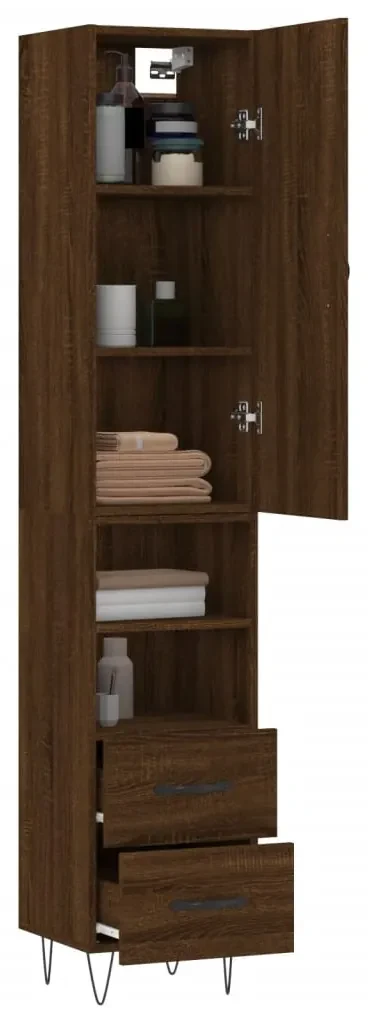Credenza rovere marrone 34,5x34x180 cm in legno multistrato