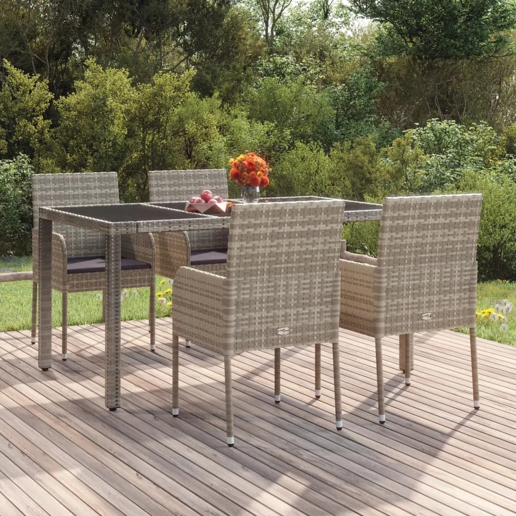 Sedie da giardino con cuscini 4 pz in polyrattan grigie