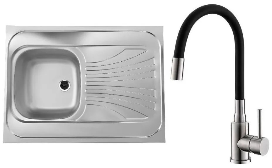 ALVEUS SETA24019 -Lavello da cucina CLASSIC+miscelatore MINTAS 34 cm acciaio/nero