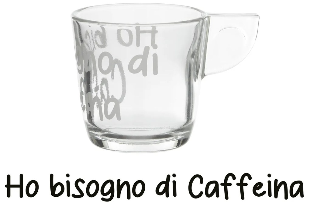 Tazza caffè in vetro 80 ml scritta Caffeina