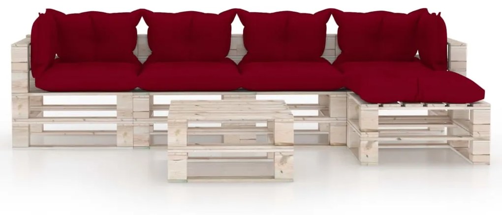 Set divani da giardino pallet 6 pz con cuscini in legno di pino