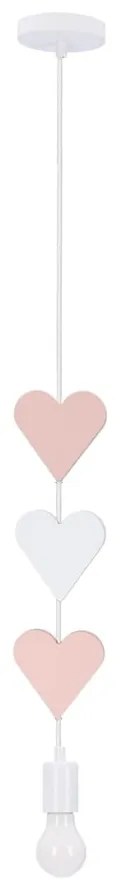 Lampada per bambini bianca e rosa con paralume in metallo Hearts - Candellux Lighting