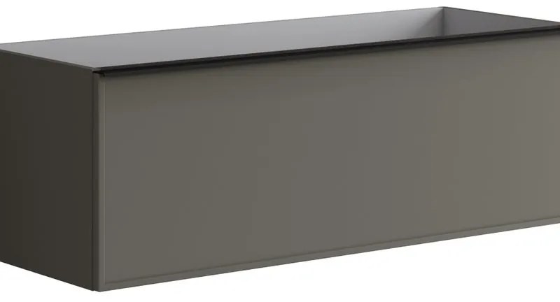 Mobile da bagno sospeso sotto lavabo L 120 x H 40 x P 45.5 cm grigio laccato opaco, 2 cassetti Pixel frame