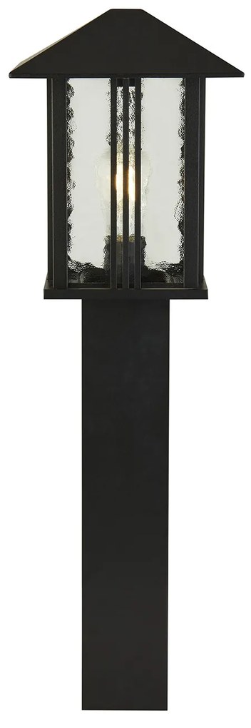 Paletto Contemporaneo Venezia Alluminio Nero Vetro Trasparente 1 Luce E27 74Cm