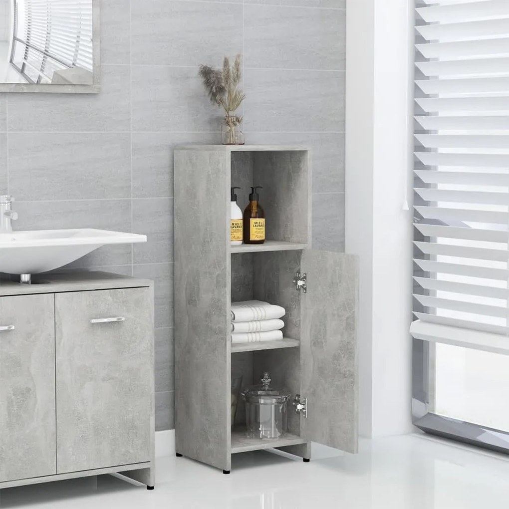 Armadio da bagno grigio cemento 30x30x95 cm in truciolato