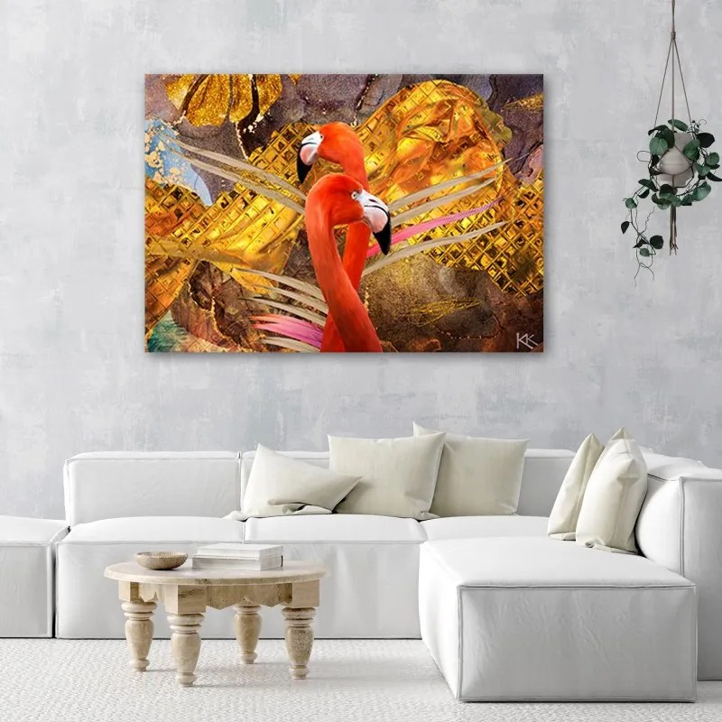 Quadro su tela, Flaming sullo sfondo dell'oro  Dimensioni 120x80