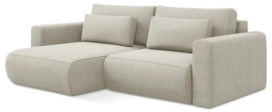 Divano angolare beige allungabile/con contenitore (con penisola a sinistra/con chaise lounge) Kapua – Makamii