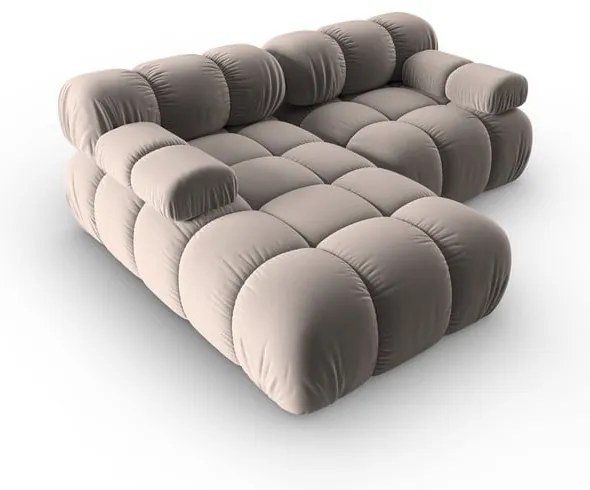 Divano angolare componibile in marrone chiaro (con penisola a sinistra) con rivestimento in velluto Bellis – Micadoni