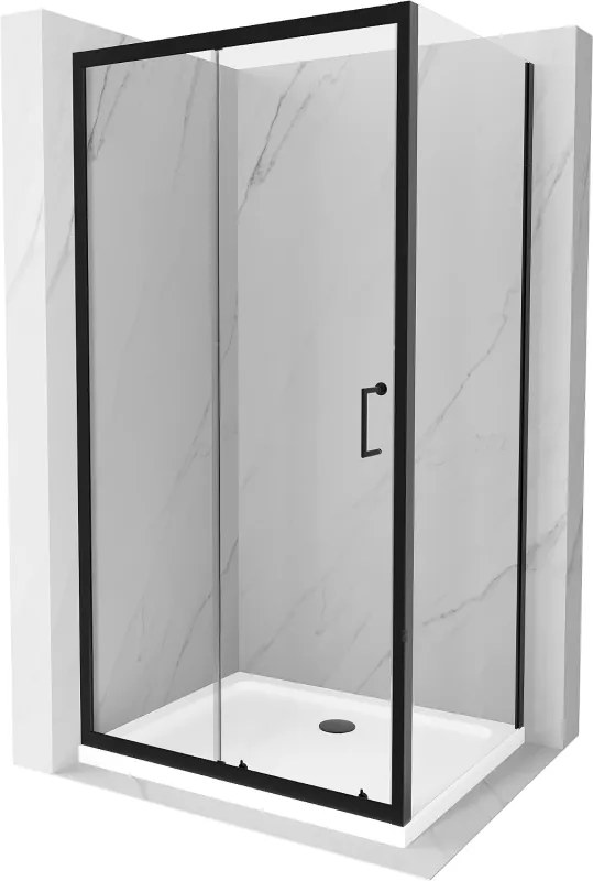 Mexen Apia cabina doccia scorrevole 90 x 70 cm, trasparente, nero + piatto Flat, bianco - 840-090-070-70-00-4010B