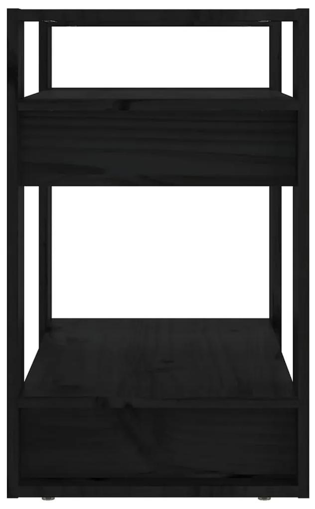 Libreria/divisorio nero 60x35x57 cm in legno massello di pino