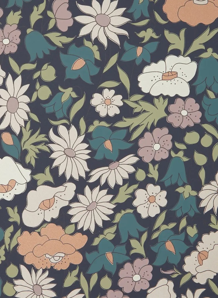 Liberty Carta da parati Poppy Meadowfield - Pewter Blue