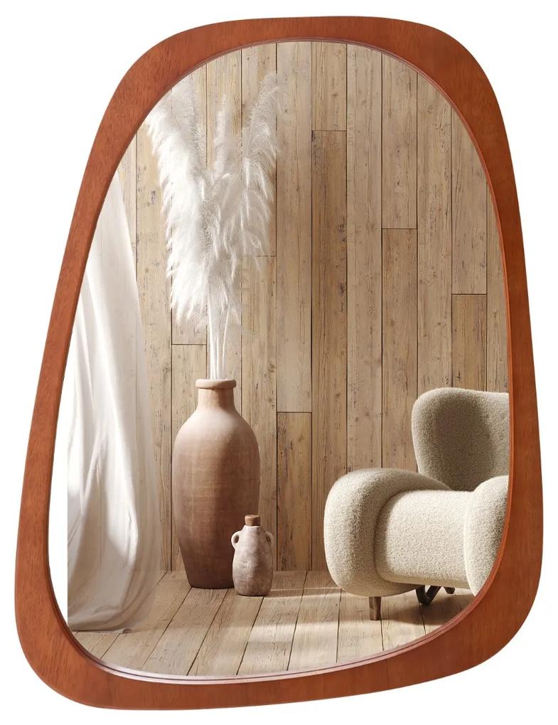 Costway Specchio irregolare asimmetrico da design astratto, Specchio da parete 68x53,5cm con cornice rustica Naturale