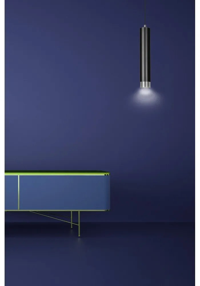 Lampada a Sospensione in Acciaio KIBO 1 GU10 Colore del corpo Nero e Cromo