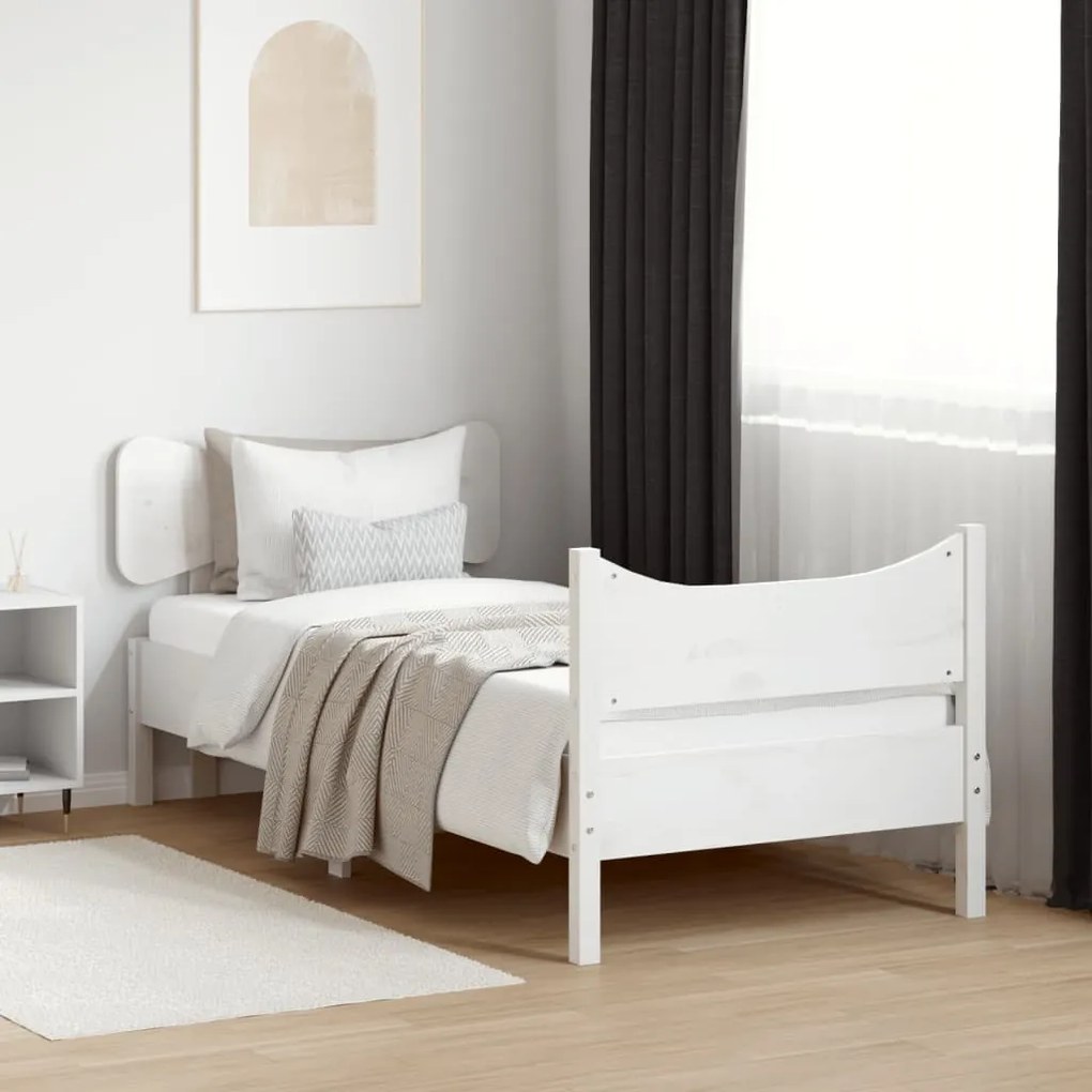 Giroletto con testiera bianco 100x200 cm legno massello di pino
