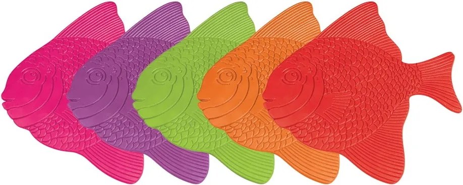 Set di tappetini antiscivolo per bambini 5 pz per la vasca 16x16,5 cm Poissons – MSV
