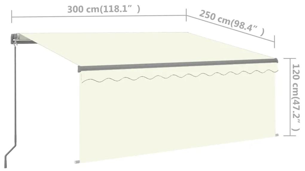 Tenda da Sole Retrattile Manuale con Parasole 3x2,5 m Crema