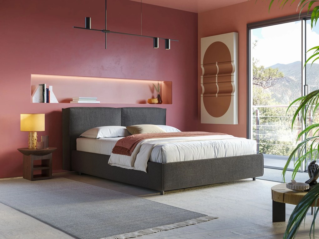 Cocoon letto imbottito contenitore sfoderabile in bouclet impermeabile T07 antracite