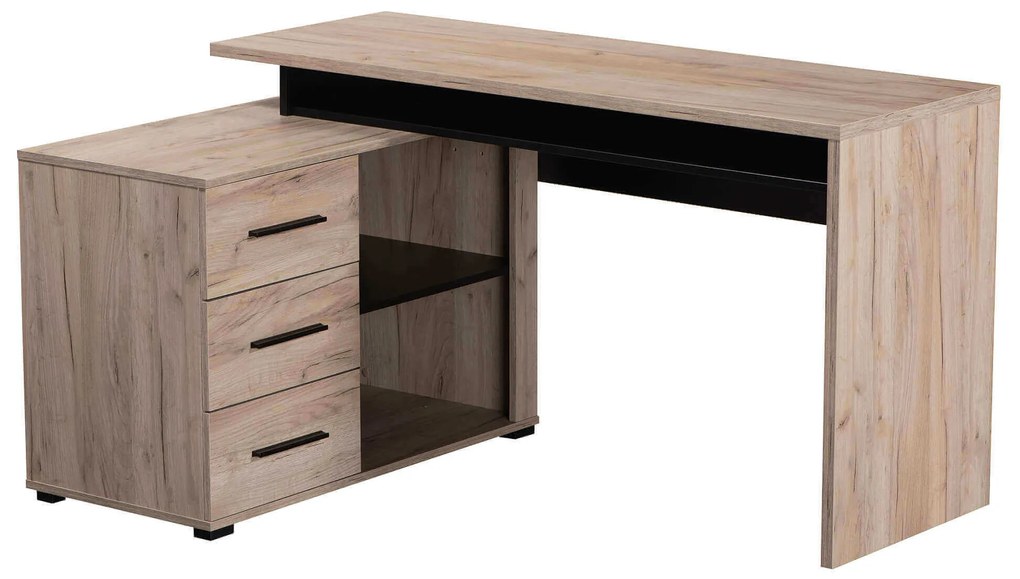 ROCKY - scrivania angolare con vani portaoggetti 3 cassetti cm 137,5 x 101,5 x 75 h