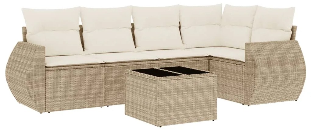 Set divano da giardino 6 pz con cuscini beige in polyrattan