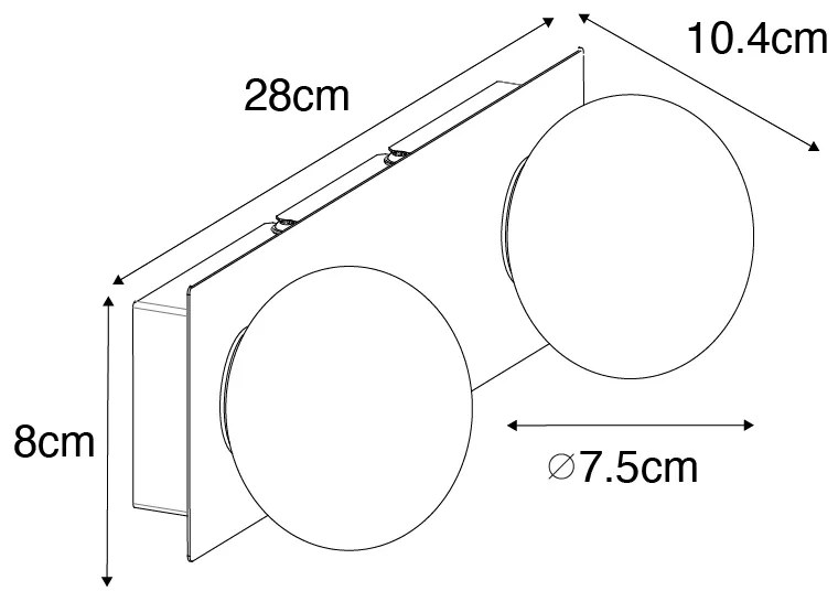 Applique da parete oro 28 cm IP44 2 luci con interruttore - Cederic