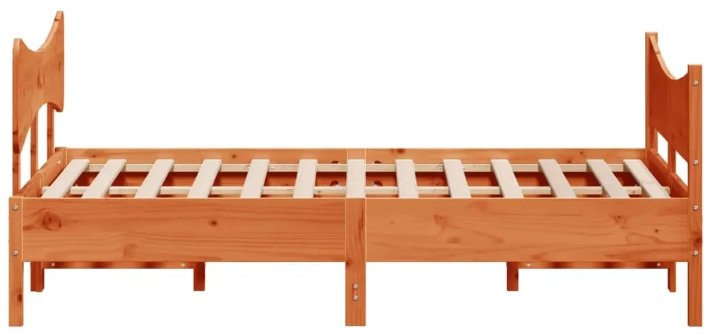 Giroletto con testiera marrone cera 140x200 cm massello pino