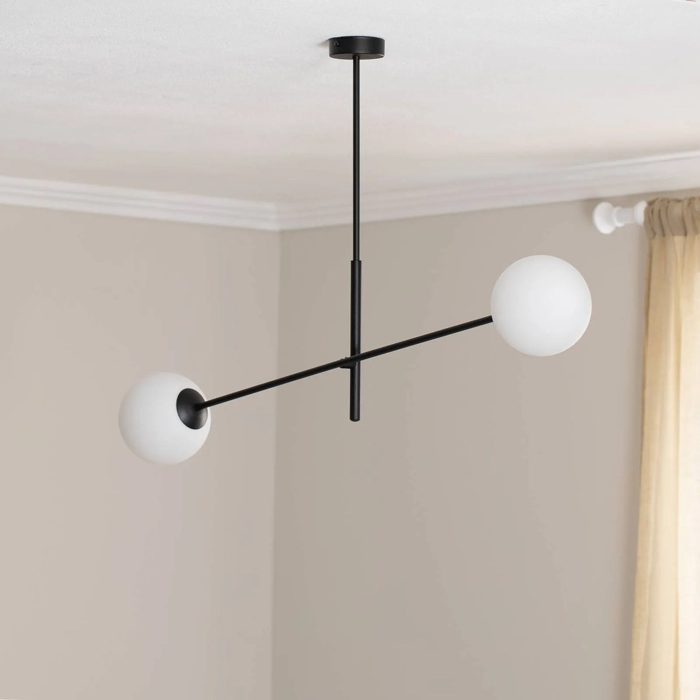 EMIBIG LIGHTING Plafoniera lineare, nero/opale, 2 luci
