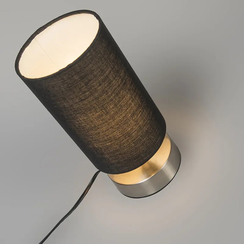 Lampada da tavolo moderna nera con acciaio - Milo 2