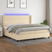 Letto a Molle Materasso e LED bianco 200x200cm in Tessuto 3138506