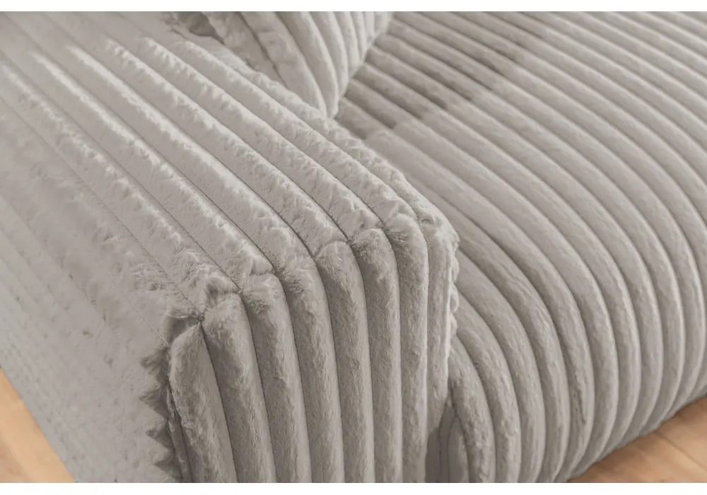 Divano grigio chiaro con rivestimento in velluto a coste 213 cm Justin – Ropez