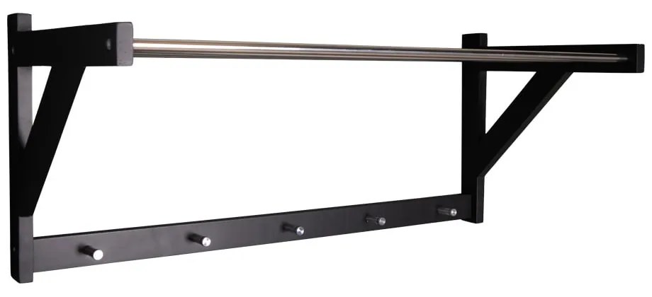 Appendiabiti da parete nero in legno di pioppo con mensola Padova - House Nordic