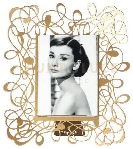 Portafoto di design scarabocchio piccolo oro laccato