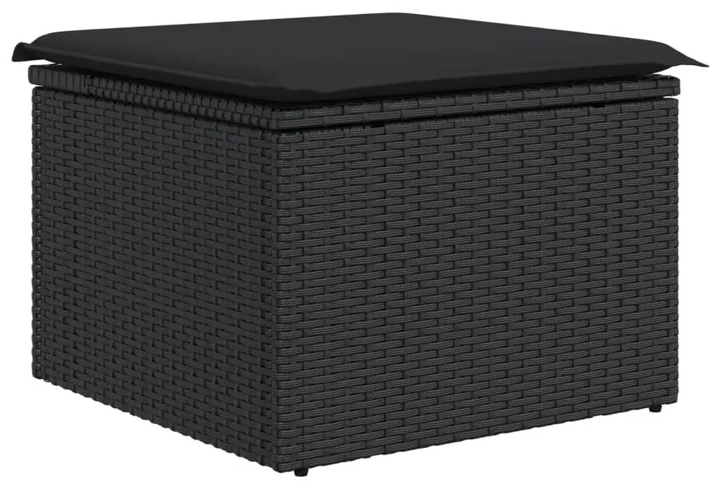 Set divani da giardino con cuscini 8 pz nero in polyrattan