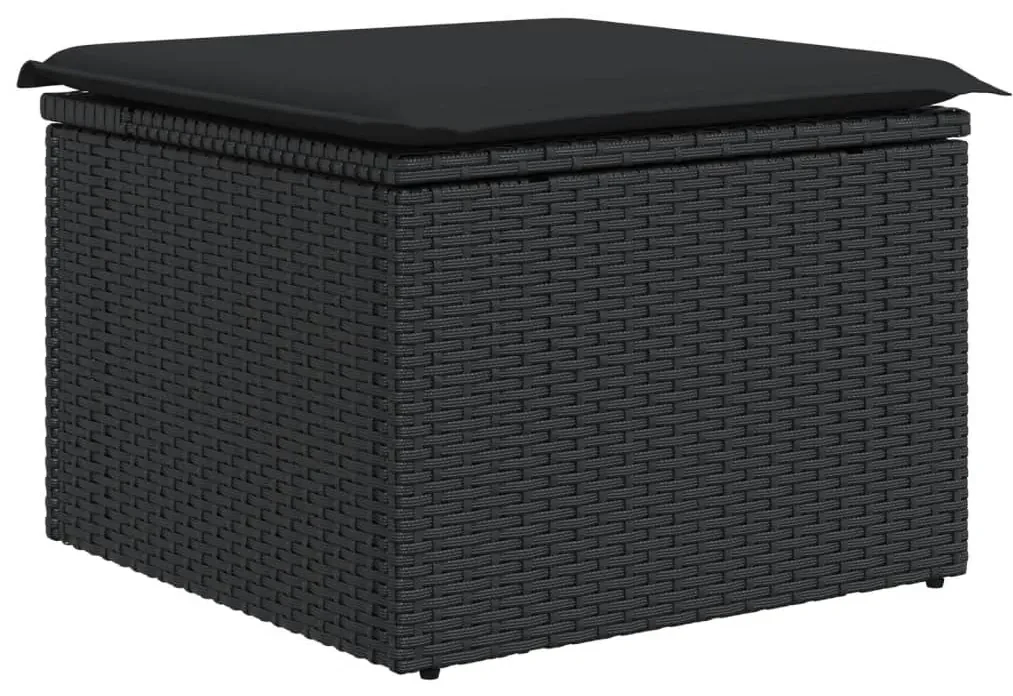 Set divani da giardino con cuscini 8 pz nero in polyrattan