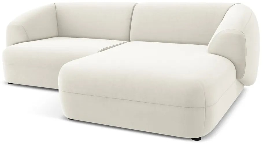 Divano angolare bianco (con penisola a destra) con rivestimento in velluto Moana – Makamii
